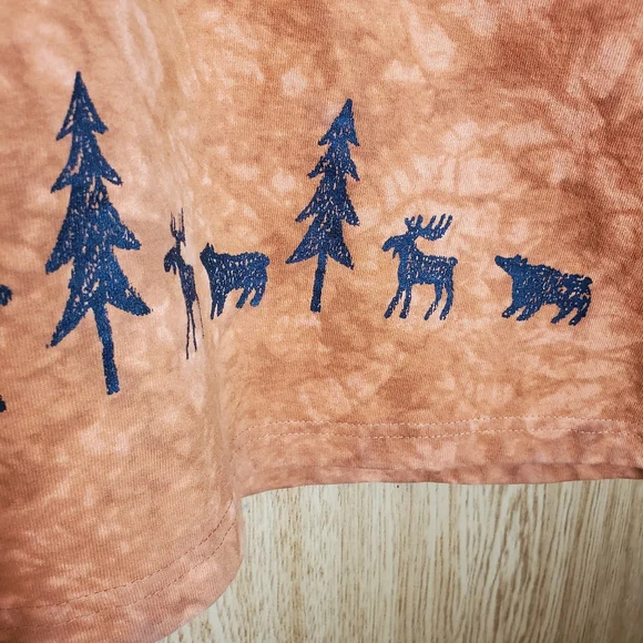 Vintage Cactus Bay Lynee Western Wildlife Cabin Tie Dye Cotton Maxi - Picture 6 of 14